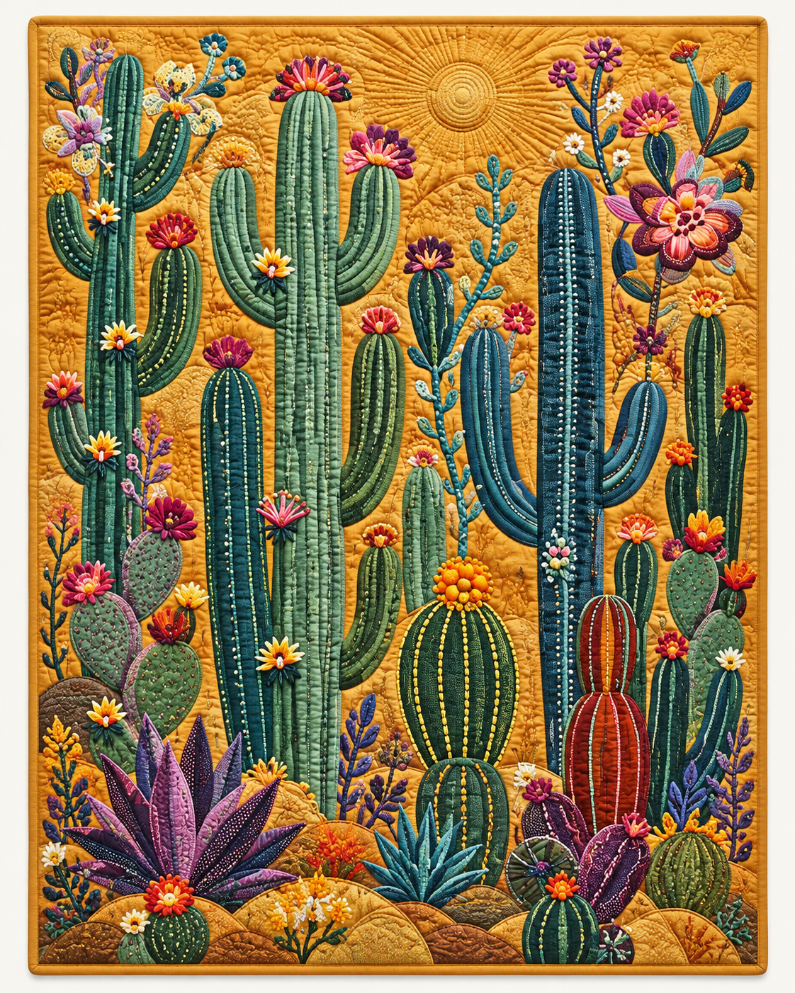 Golden Desert Cacti TD101026259 Quilt Blanket
