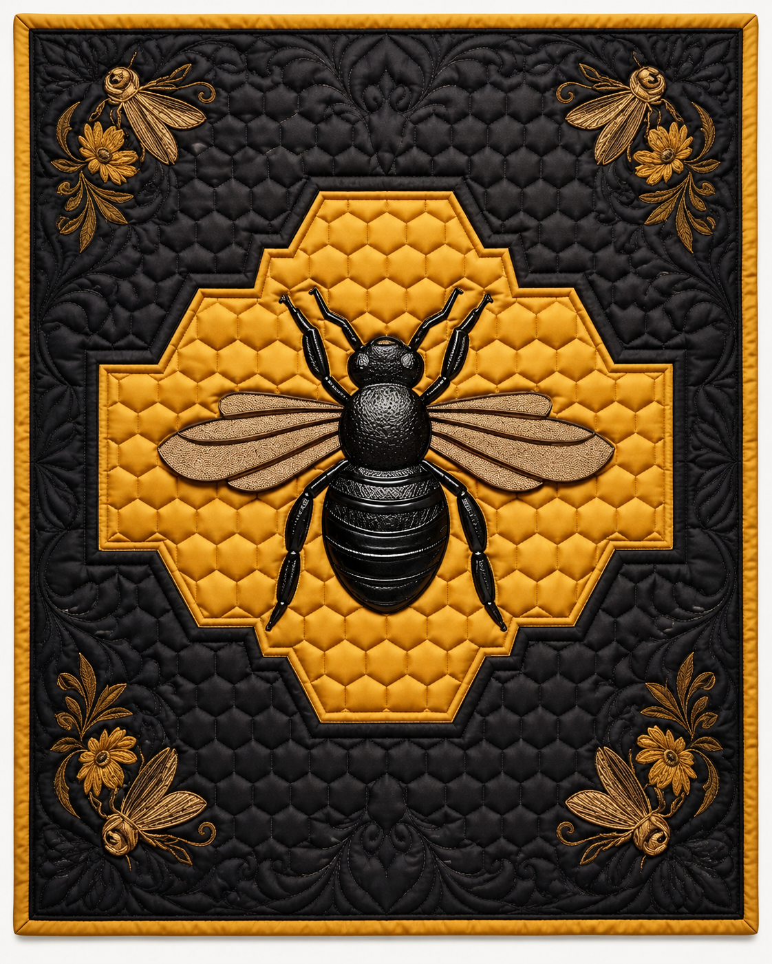 Golden Honeybee Emblem TD101026262 Quilt Blanket