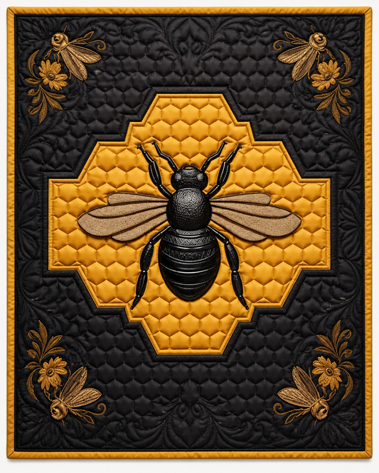 Golden Honeybee Emblem TD101026262 Quilt Blanket