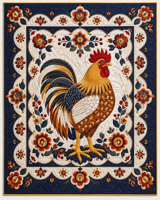 Golden Rooster Medallion TD101026269 Quilt Blanket