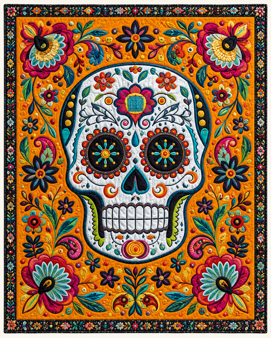 Golden Sugar Skull TD101026270 Quilt Blanket