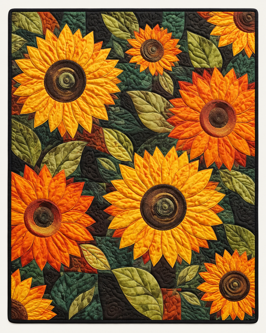 Golden Sunflower Garden TD101026273 Quilt Blanket