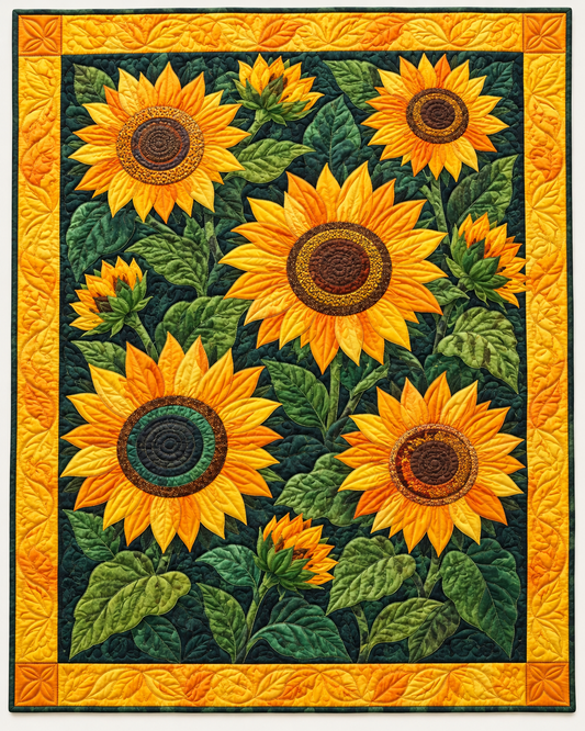 Golden Sunflower Meadow TD101026274 Quilt Blanket
