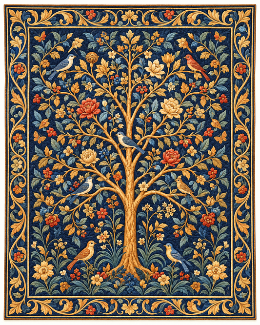 Golden Tree And Songbirds TD101026280 Quilt Blanket
