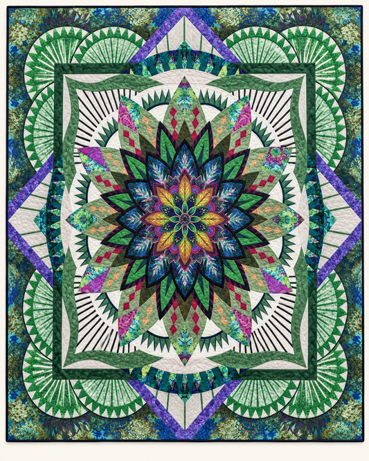 Green Floral Starburst TD101026282 Quilt Blanket