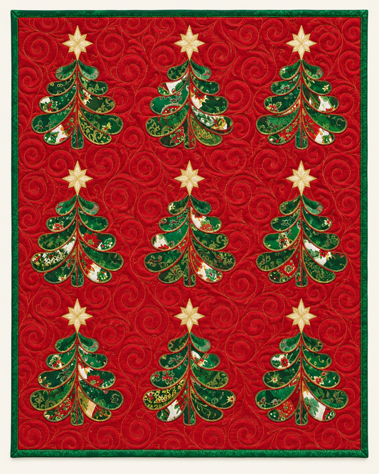 Green Trees On Crimson TD101026284 Quilt Blanket