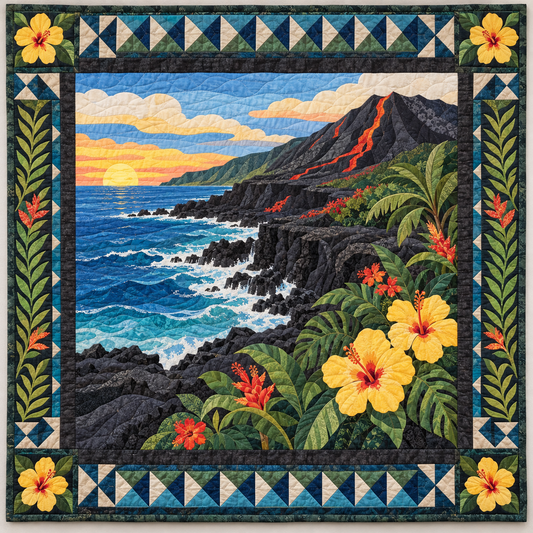 Hawaii Volcanic Ocean Garden TD1410261031 Quilt Blanket