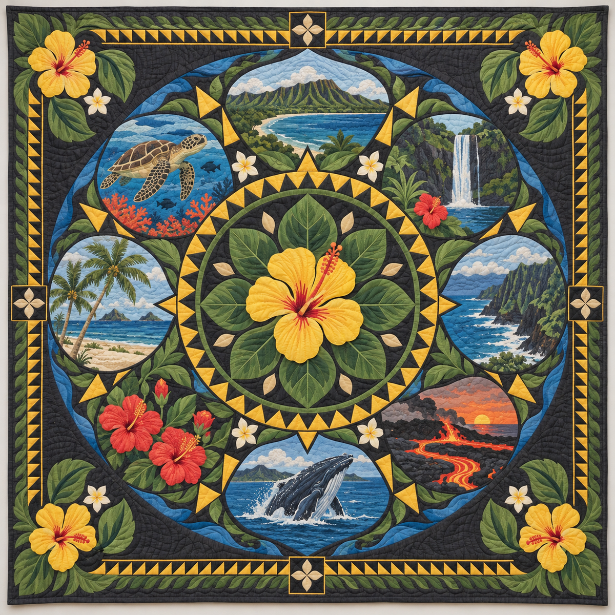 Hawaii Hibiscus Island Mandala TD1410261032 Quilt Blanket