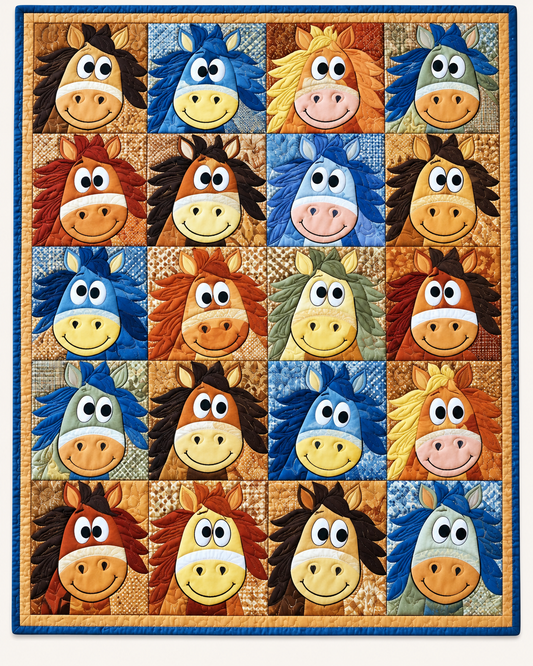 Happy Horse Faces TD101026286 Quilt Blanket