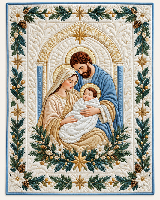 Holy Family In Blue And Gold TD101026292 Quilt Blanket