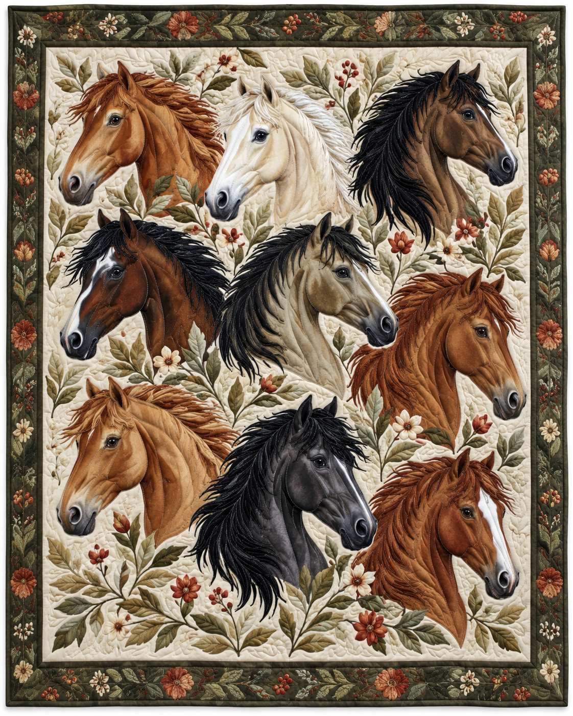 Horse Portrait Herd TD101026296 Quilt Blanket