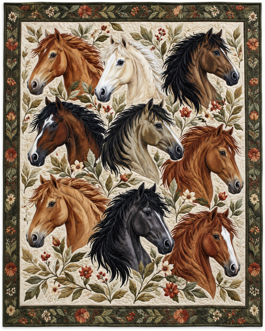 Horse Portrait Herd TD101026296 Quilt Blanket