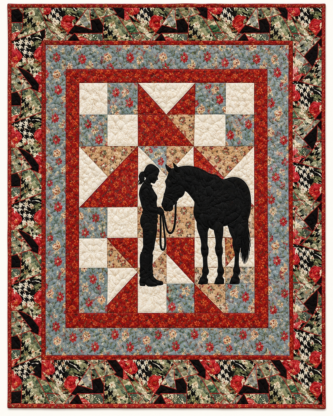 Horse And Companion Silhouette TD101026295 Quilt Blanket