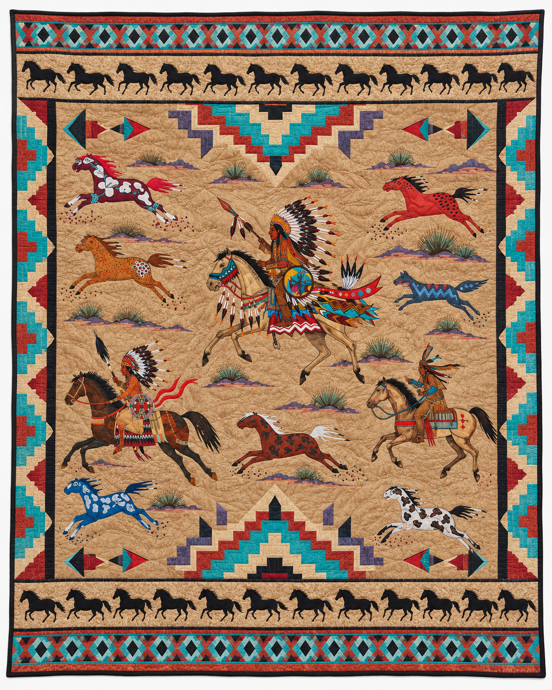 Horses And Mounted Riders TD101026297 Quilt Blanket
