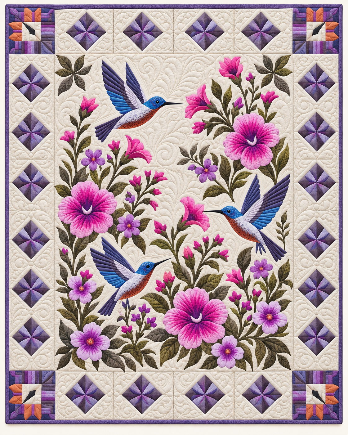 Hummingbird Hibiscus Garden TD101026299 Quilt Blanket
