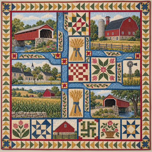 Iowa Amana Harvest Sampler TD1410261036 Quilt Blanket
