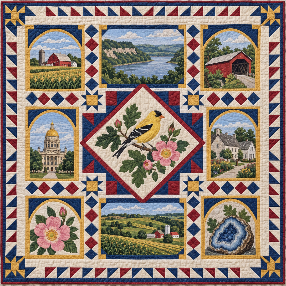 Iowa Landmark Windows TD181026513 Quilt Blanket