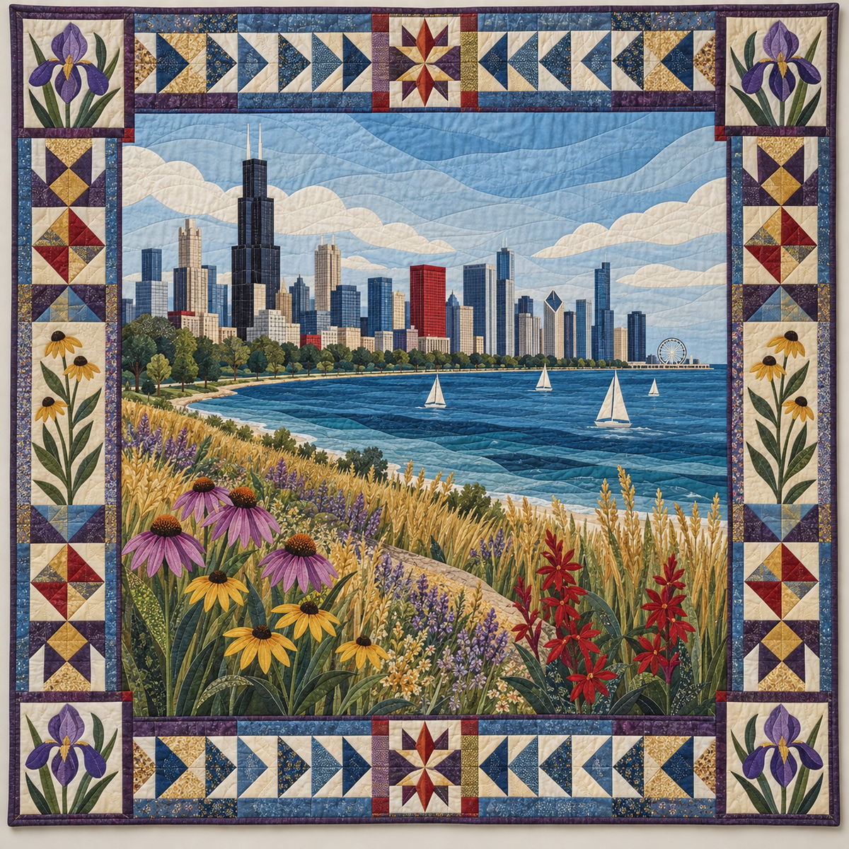 Illinois Prairie Meets The Lake TD1410261040 Quilt Blanket