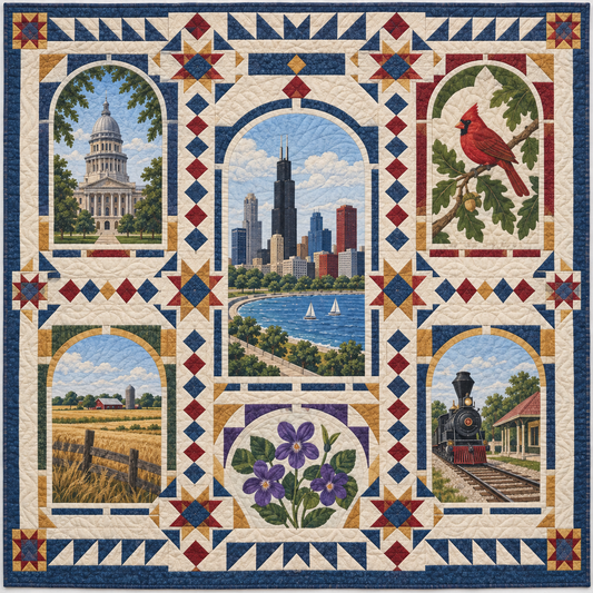 Illinois Landmark Windows TD181026533 Quilt Blanket