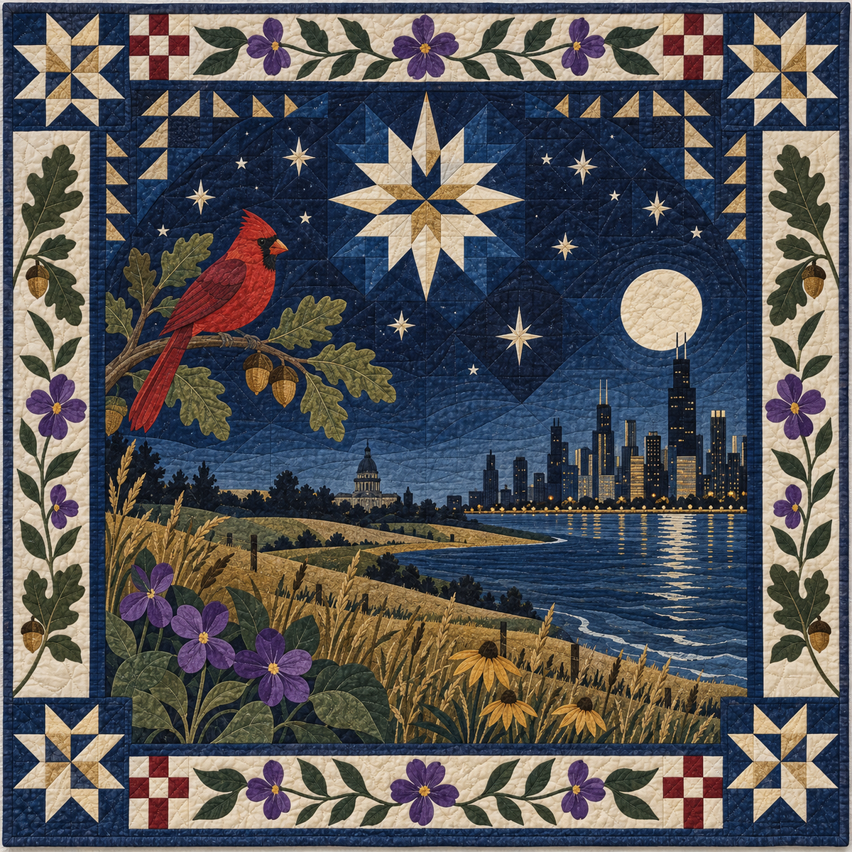 Illinois Night Garden TD181026535 Quilt Blanket