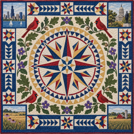 Illinois Radiant Compass TD181026537 Quilt Blanket