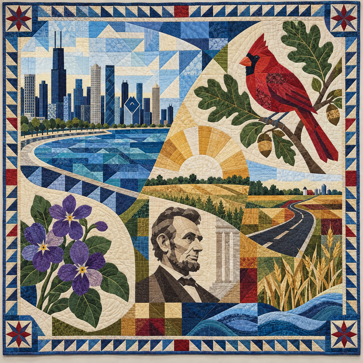 Illinois Mosaic Horizons TD181026539 Quilt Blanket