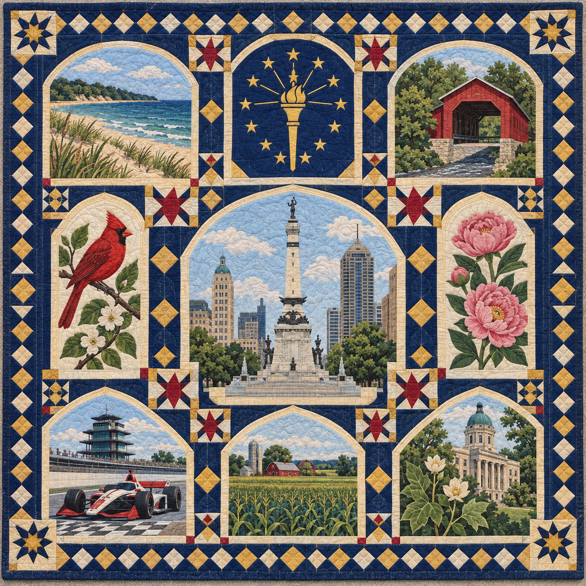 Indiana Landmark Windows TD181026543 Quilt Blanket