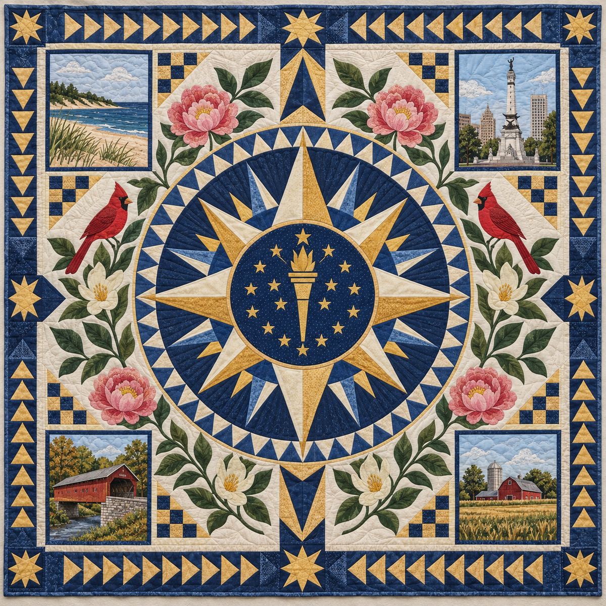 Indiana Radiant Compass TD181026547 Quilt Blanket