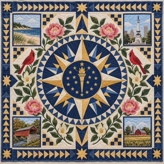 Indiana Radiant Compass TD181026547 Quilt Blanket
