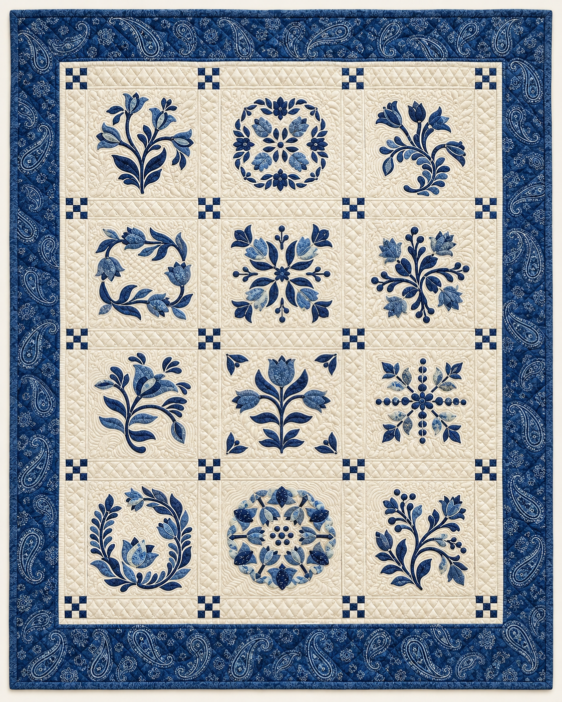 Indigo Botanical TD101026300 Quilt Blanket