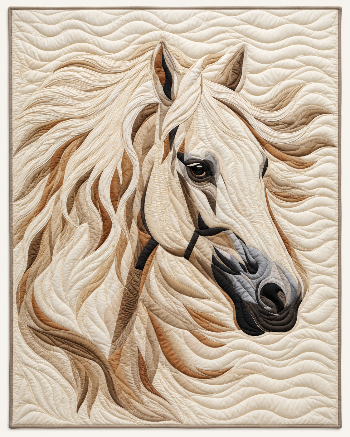Ivory Horse Portrait TD101026305 Quilt Blanket