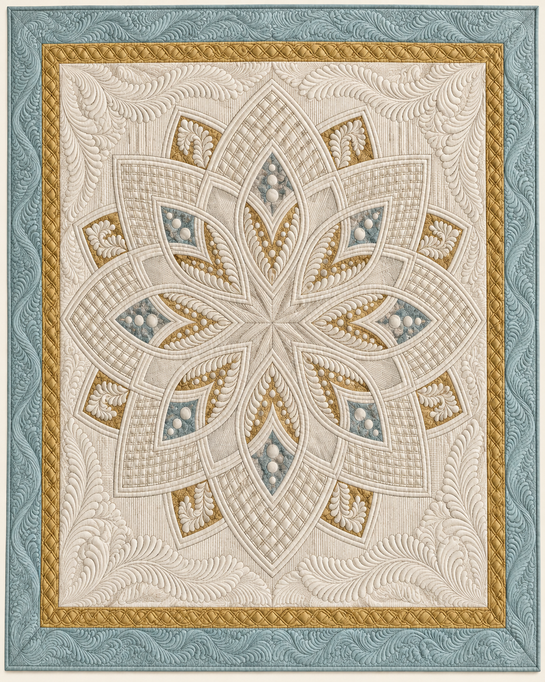 Ivory Relief Flower TD101026306 Quilt Blanket