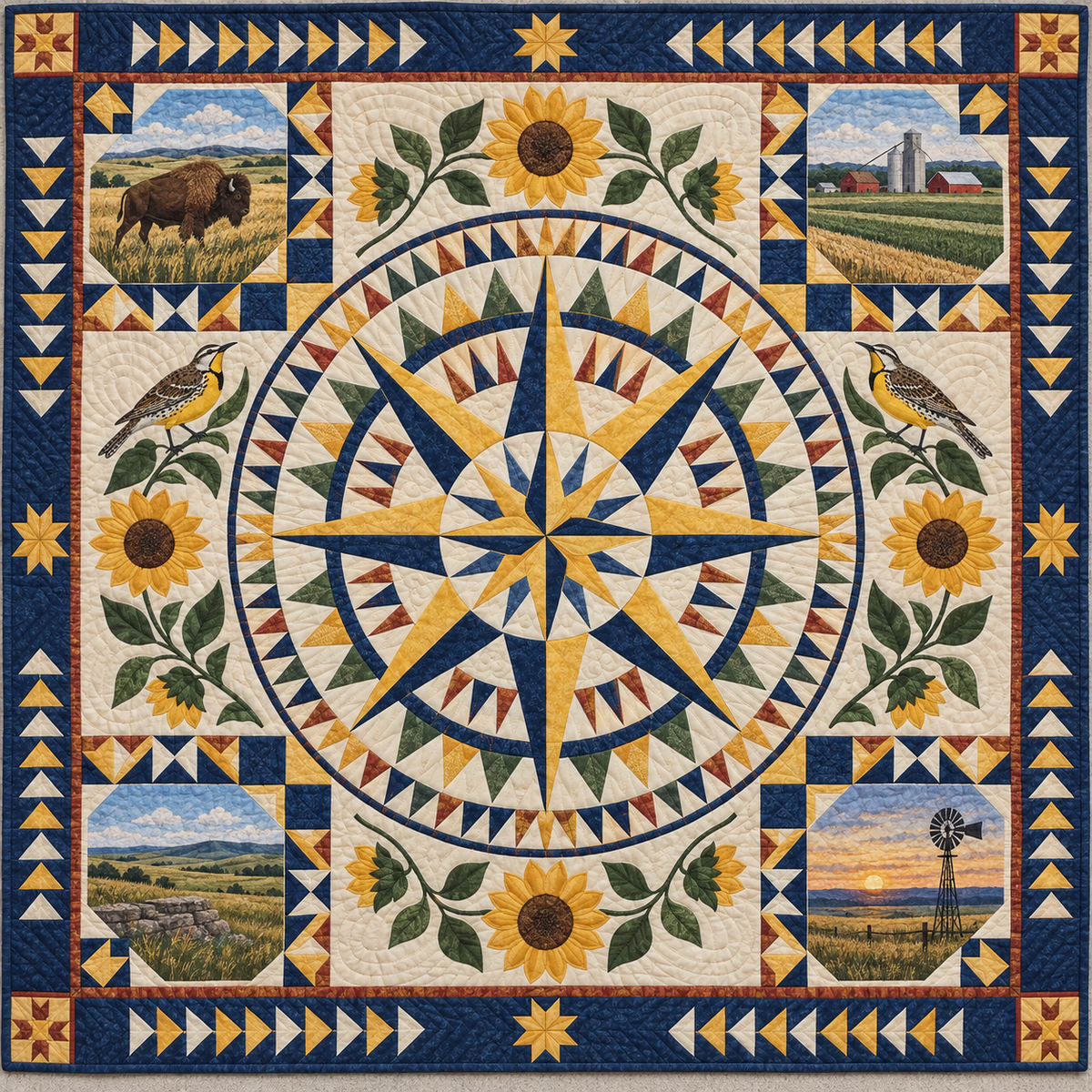 Kansas Radiant Compass TD181026557 Quilt Blanket