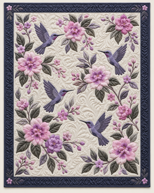 Lavender Hummingbird Blooms TD101026323 Quilt Blanket