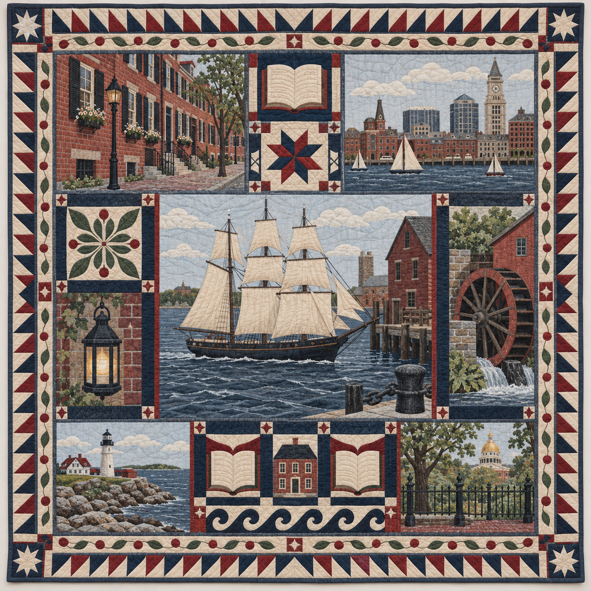 Massachusetts Harbor Of Letters TD1410261057 Quilt Blanket
