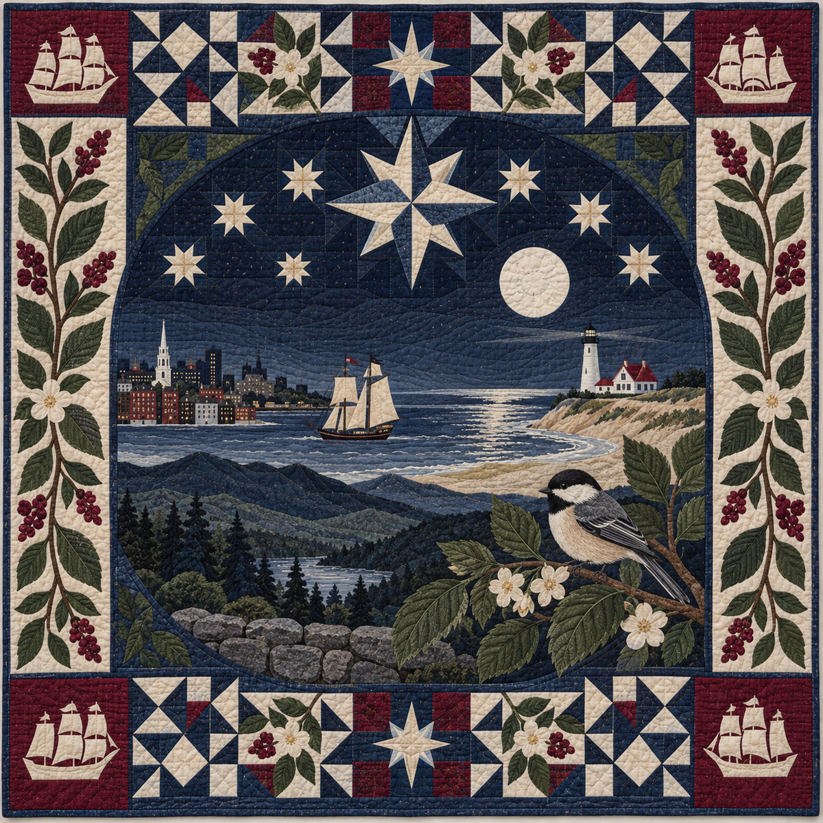 Massachusetts Night Garden TD181026585 Quilt Blanket