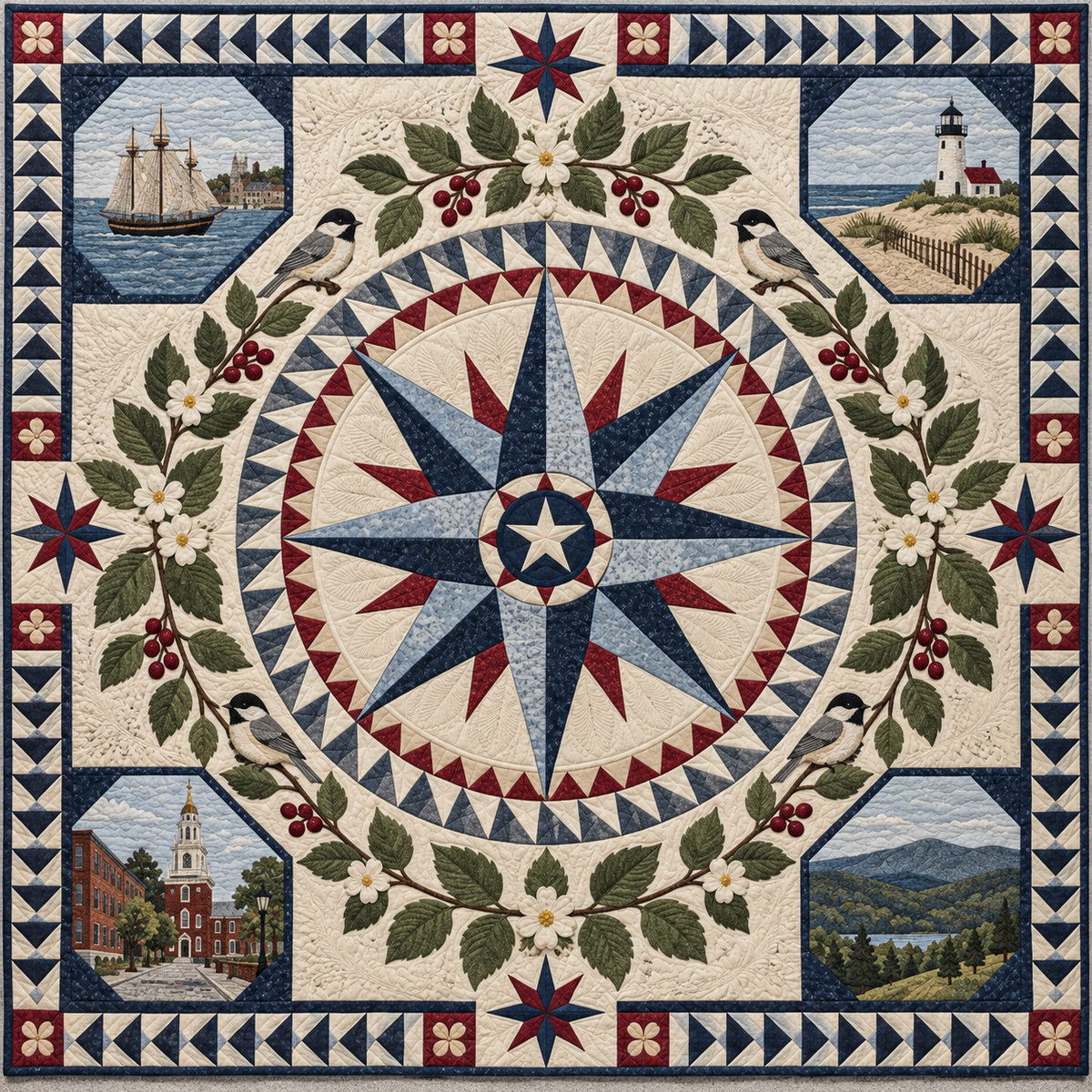 Massachusetts Radiant Compass TD181026587 Quilt Blanket
