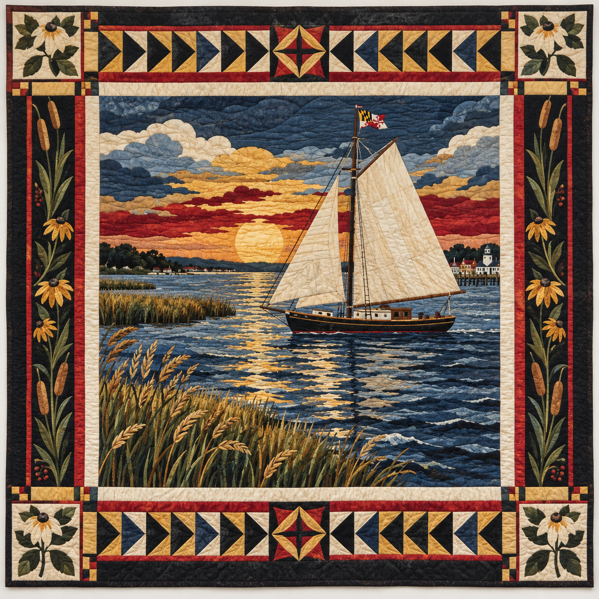 Maryland Chesapeake Skipjack TD1410261058 Quilt Blanket