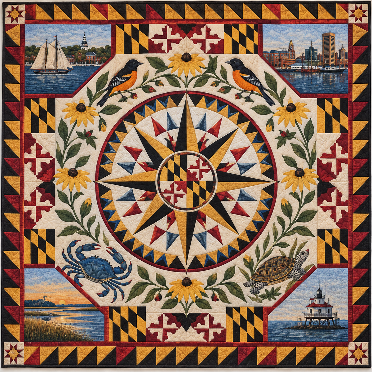 Maryland Radiant Compass TD181026597 Quilt Blanket