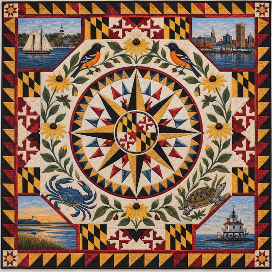Maryland Radiant Compass TD181026597 Quilt Blanket