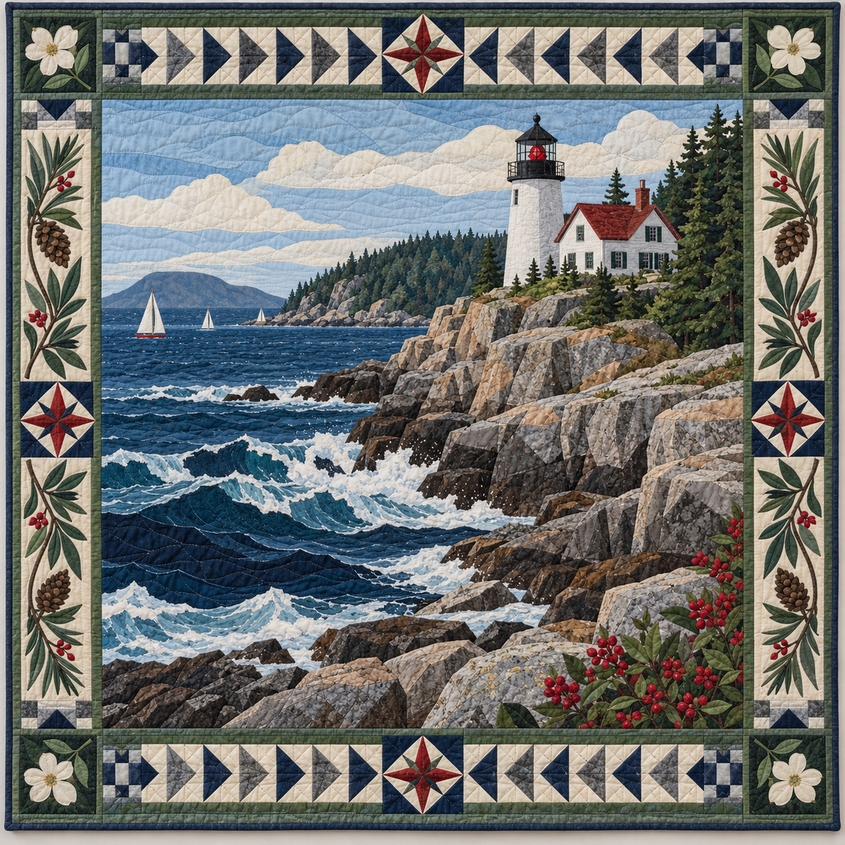Maine Acadia Granite Tide TD1410261061 Quilt Blanket