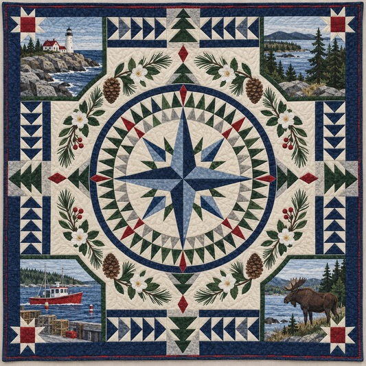 Maine Radiant Compass TD181026607 Quilt Blanket