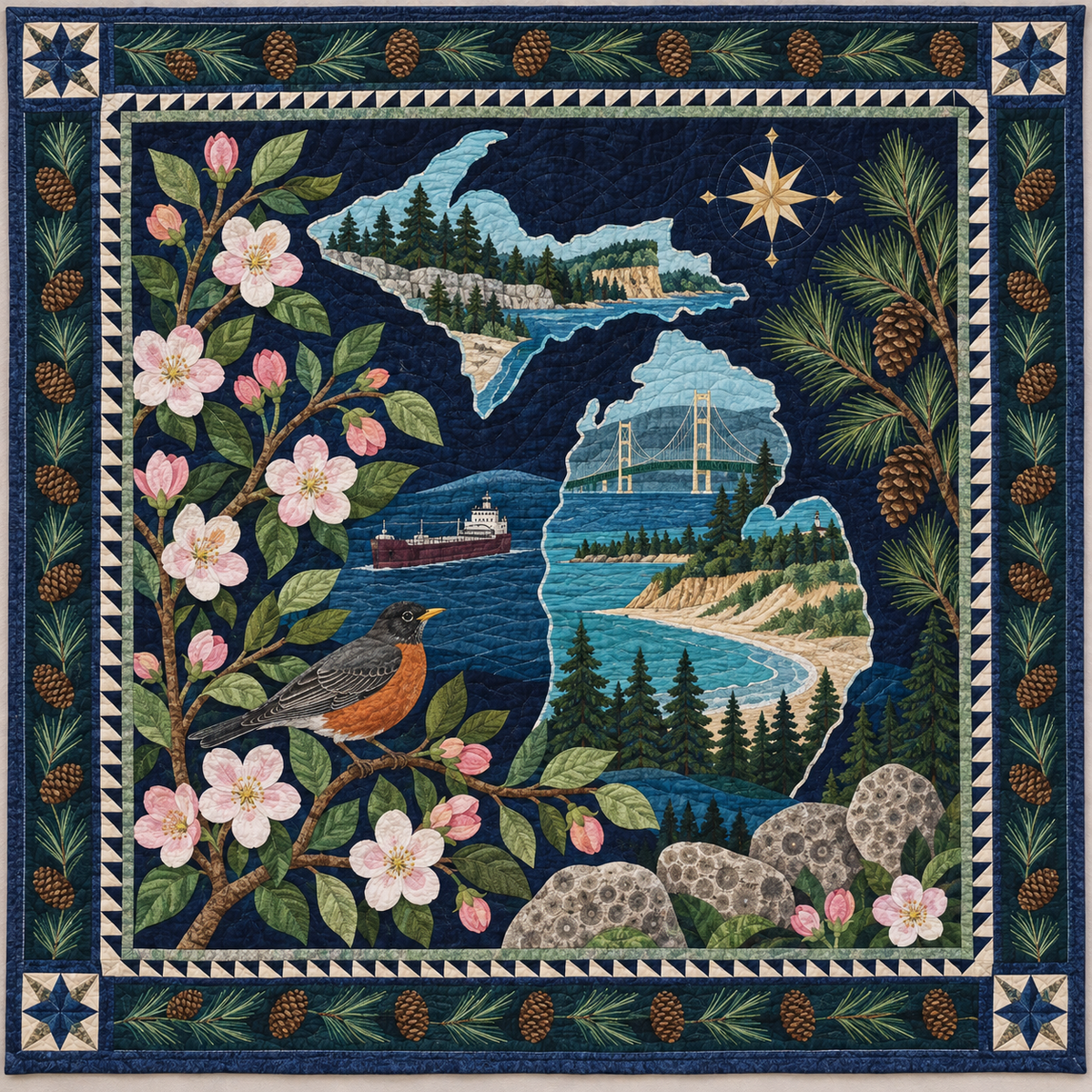 Michigan Botanical Heritage TD181026612 Quilt Blanket