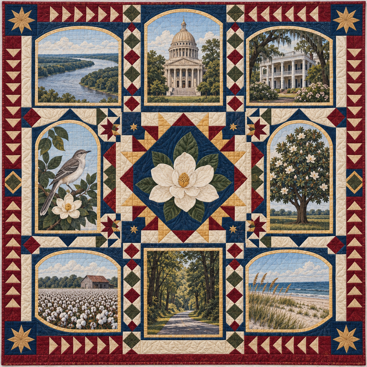 Mississippi Landmark Windows TD181026643 Quilt Blanket