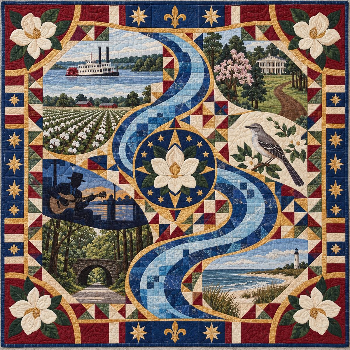 Mississippi River Of Stories TD181026644 Quilt Blanket