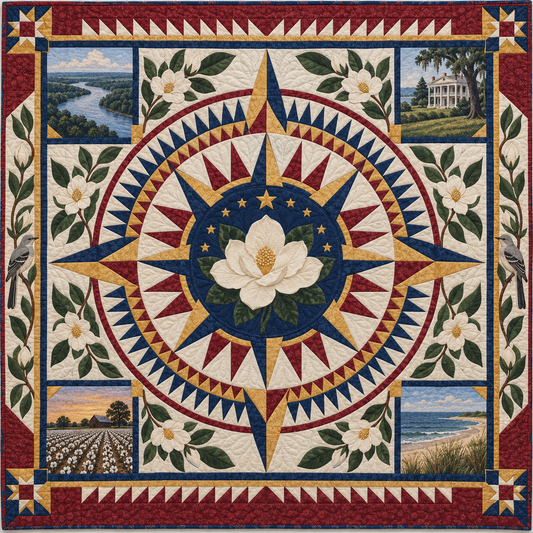 Mississippi Radiant Compass TD181026647 Quilt Blanket