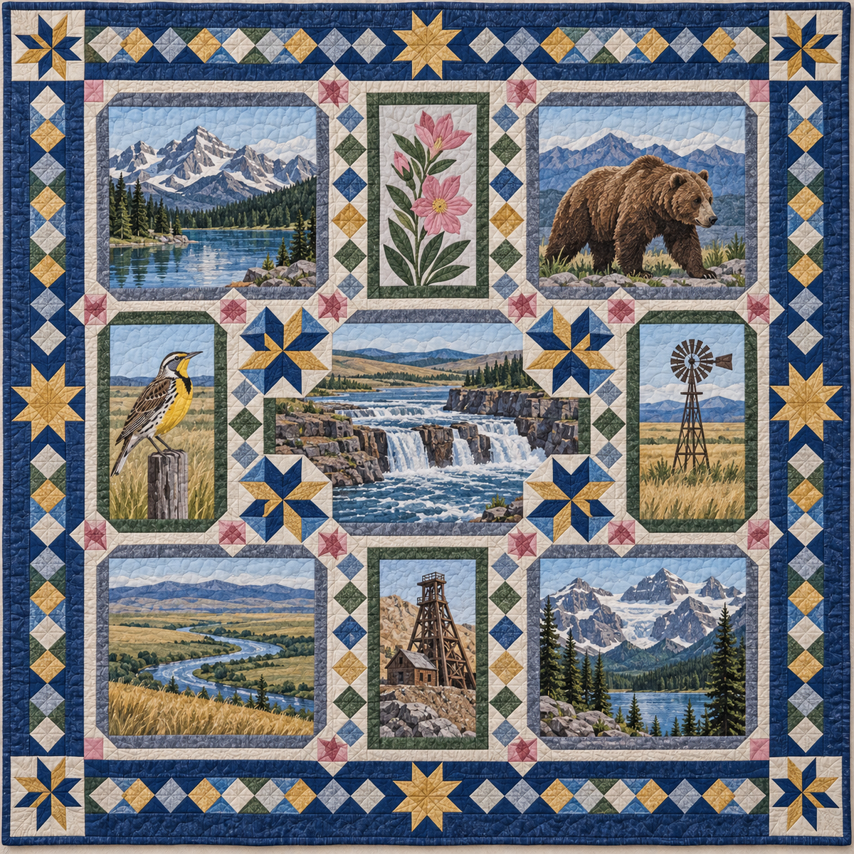 Montana Landmark Windows TD181026653 Quilt Blanket