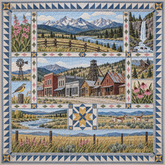 Montana Prairie And Copper Town TD1410261078 Quilt Blanket