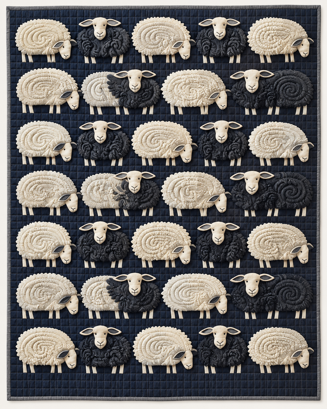 Monochrome Sheep Rows TD101026331 Quilt Blanket