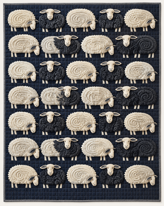 Monochrome Sheep Rows TD101026331 Quilt Blanket